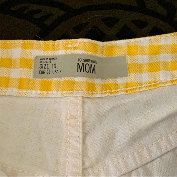 Topshop Moto Gingham Denim Mom Shorts - Picture 10 of 11
